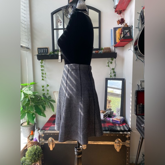 Zara Basic Collection Striped Flared High Rise Skirt - grey / black - Picture 4 of 6